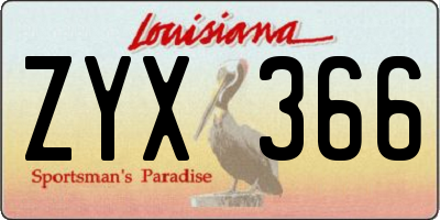 LA license plate ZYX366