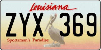 LA license plate ZYX369