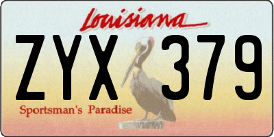 LA license plate ZYX379