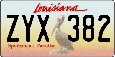 LA license plate ZYX382