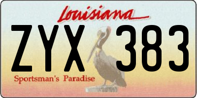LA license plate ZYX383