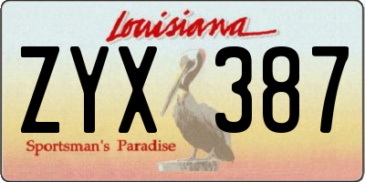 LA license plate ZYX387