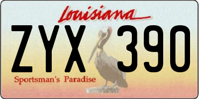 LA license plate ZYX390