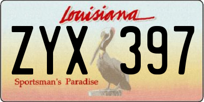LA license plate ZYX397