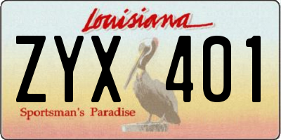 LA license plate ZYX401