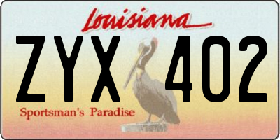 LA license plate ZYX402