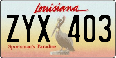 LA license plate ZYX403
