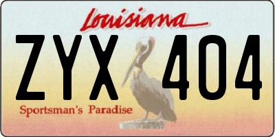 LA license plate ZYX404