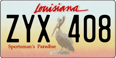 LA license plate ZYX408