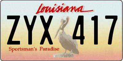 LA license plate ZYX417