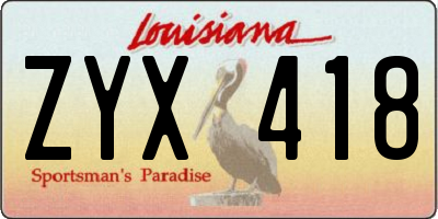LA license plate ZYX418
