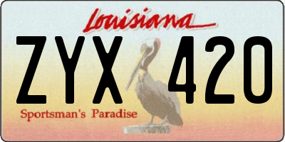 LA license plate ZYX420