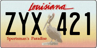 LA license plate ZYX421