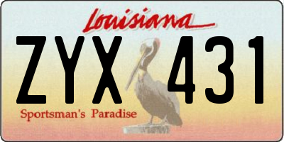 LA license plate ZYX431