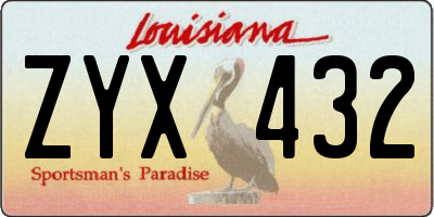 LA license plate ZYX432