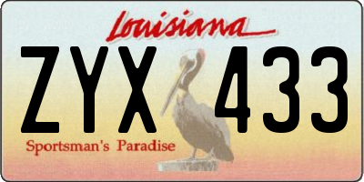 LA license plate ZYX433
