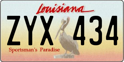 LA license plate ZYX434