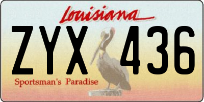 LA license plate ZYX436