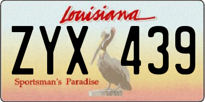 LA license plate ZYX439