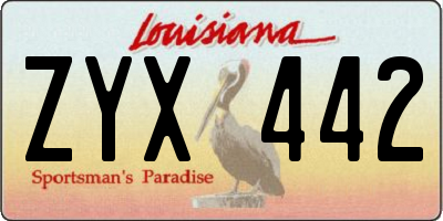 LA license plate ZYX442