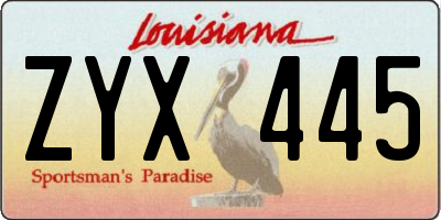 LA license plate ZYX445