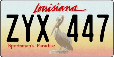 LA license plate ZYX447
