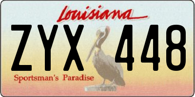 LA license plate ZYX448