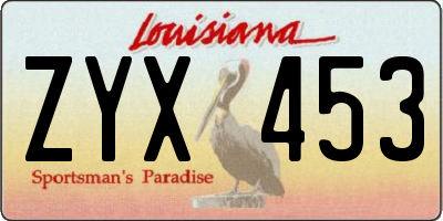 LA license plate ZYX453