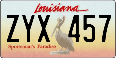 LA license plate ZYX457
