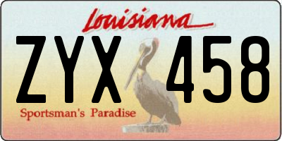 LA license plate ZYX458