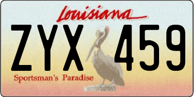 LA license plate ZYX459