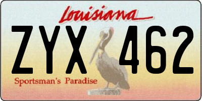 LA license plate ZYX462
