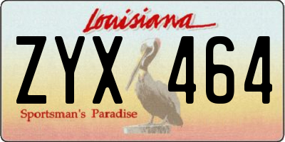 LA license plate ZYX464