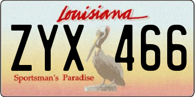 LA license plate ZYX466