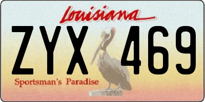LA license plate ZYX469