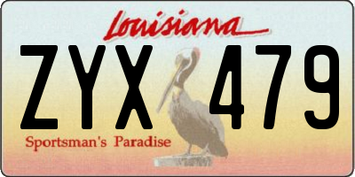 LA license plate ZYX479