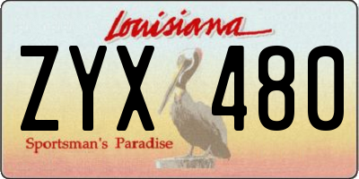LA license plate ZYX480