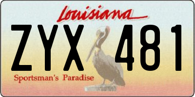 LA license plate ZYX481