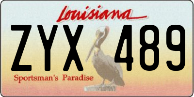 LA license plate ZYX489