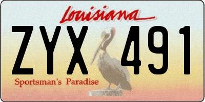 LA license plate ZYX491