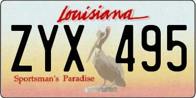 LA license plate ZYX495