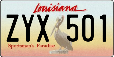 LA license plate ZYX501