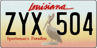 LA license plate ZYX504