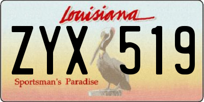 LA license plate ZYX519