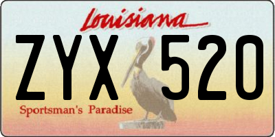 LA license plate ZYX520