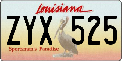 LA license plate ZYX525