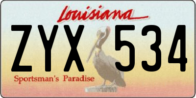LA license plate ZYX534