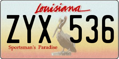 LA license plate ZYX536