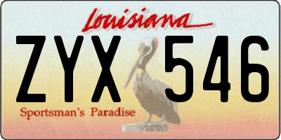 LA license plate ZYX546