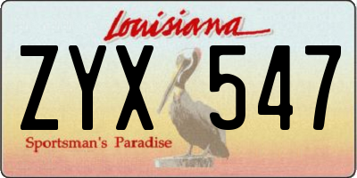LA license plate ZYX547
